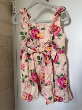 Gymboree Pink Floral Bow-Front Sundress